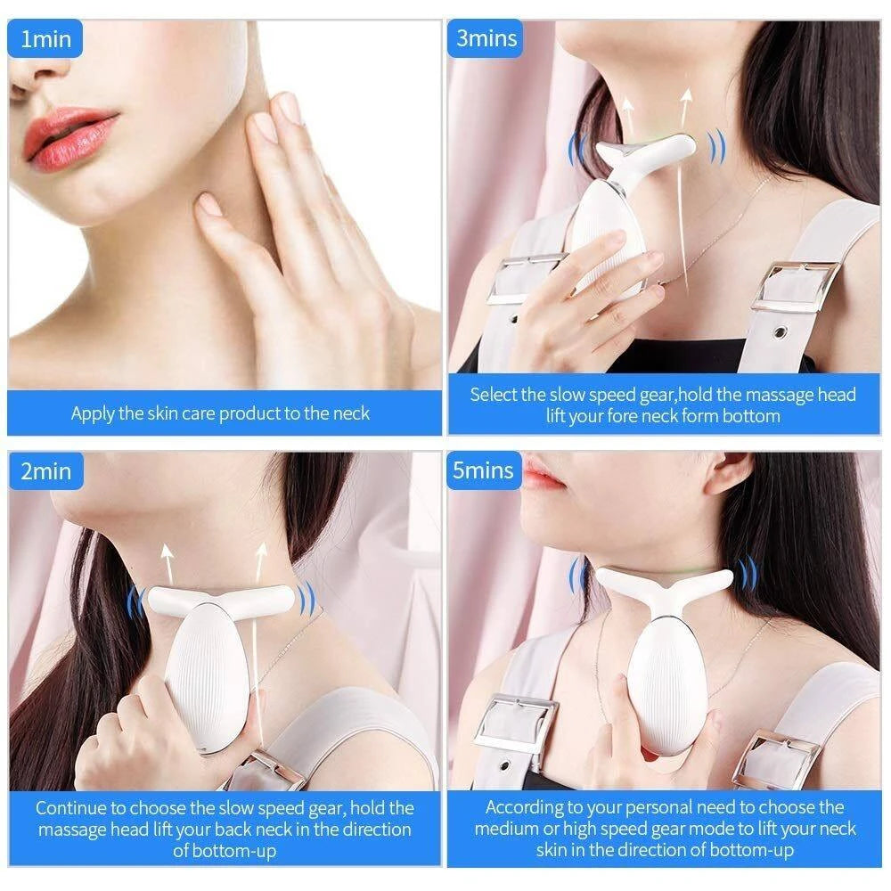 3 In 1 Face Massager Neck Facial Eye Massage Introducer Microcurrent Skin Rejuvenation Anti Aging Beauty Device