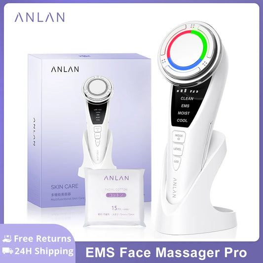 ANLAN EMS Face Massager Pro Cold Compress Facial Massager Face Lift Machine 3 Color Light Therapy Wrinkle Removal Skin Care Tool